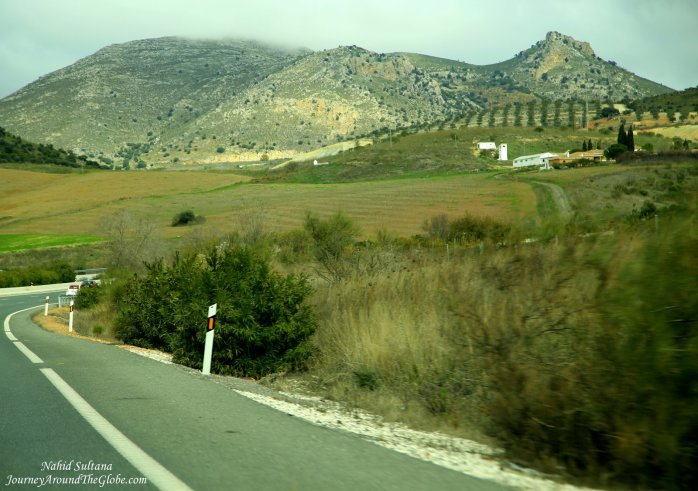 Driving from Malaga to Granada...beautiful Andalusian landscape