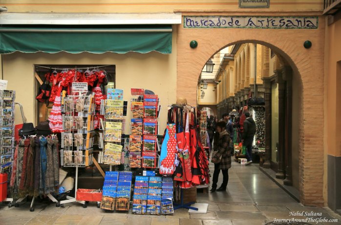 An entrance to the Moroccan market near Granada Cathedral in Granada, Spain