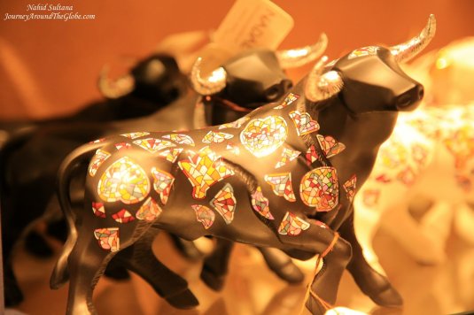 A beautiful Spanish bull in a souvenir shop in Granada, Spain