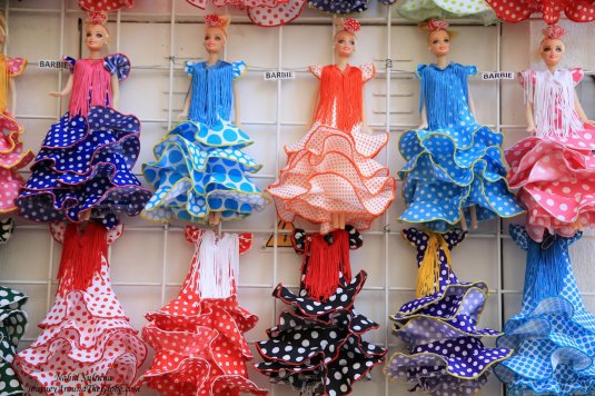 Flamenco dresses for Barbie in Cordoba, Spain - how cute is that?
