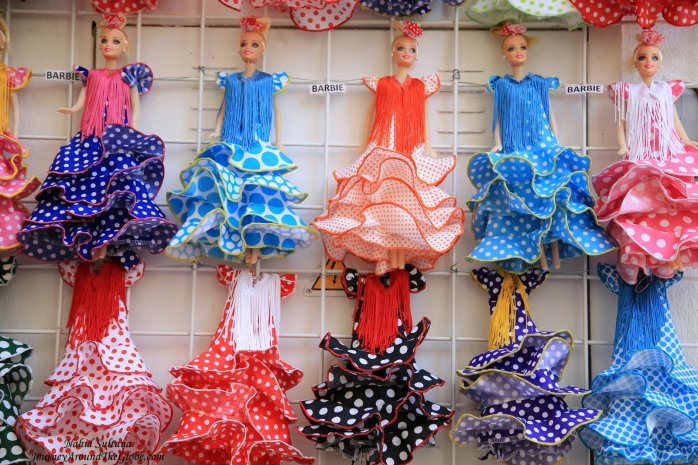 Flamenco dresses for Barbie in Cordoba, Spain - how cute is that?