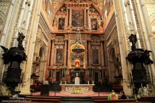 Gorgeous main altar of Mosque Cathedral in Cordoba, Spain