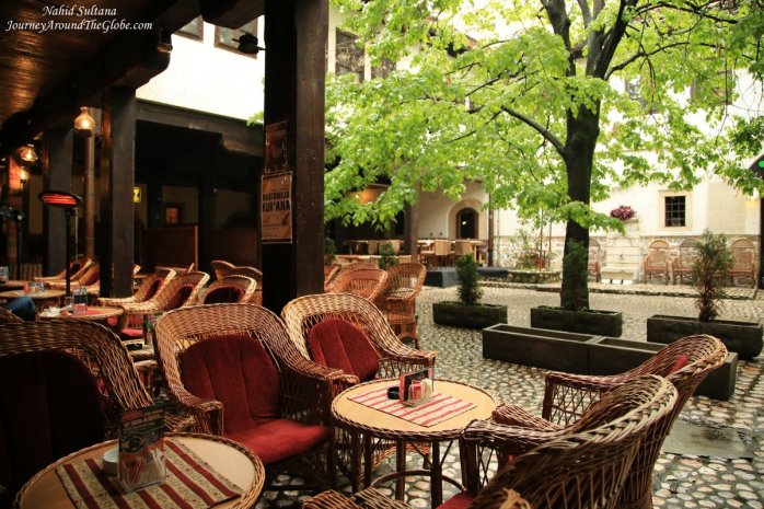 Peaceful courtyard of Morica Han - a hotel/inn from the Ottoman's period in Sarajevo