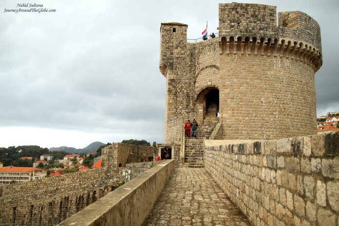 A medieval tower on old city wall of Dubrovnik, Croatia