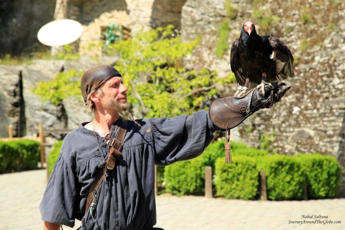 Falcon Show in Chateau de Godfrey in Bouillon, Belgium
