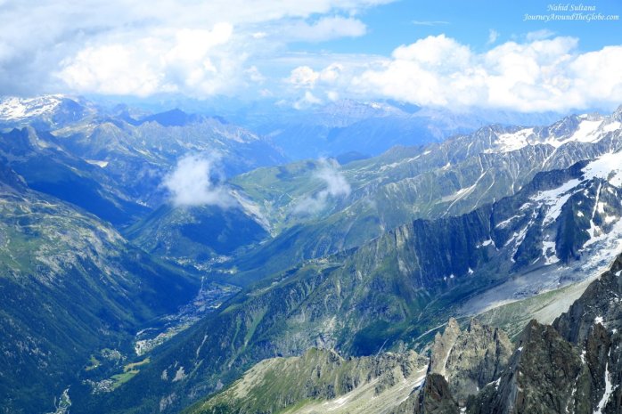 Mont Blanc massif, layers of majestic Alps in Southern France