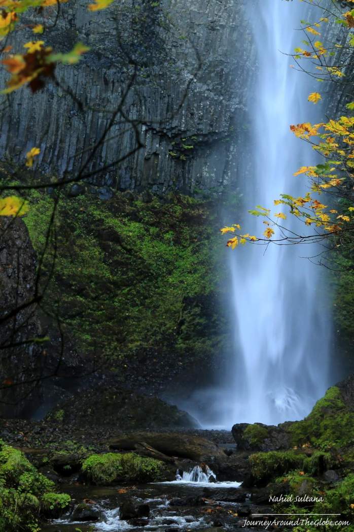 Latourell Falls drops straight down 249 feet from an overhanging basalt cliff...Columbia River Gorge, Oregon