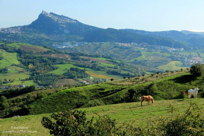 Mount Titano from distance where San Marino sits about 650m above sea level. 