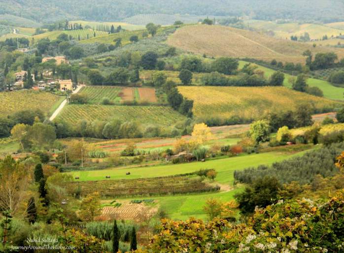 One of the most beautiful views of Tuscany from Punto Panoramico in San Gimignano, Italy