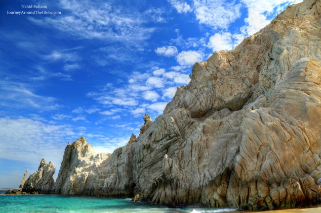 30 million years old rock formation of Lover's Beach in Cabo, Mexico