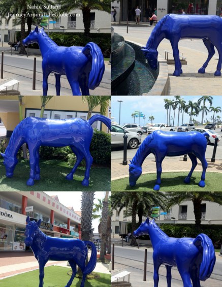 These blue horses are everywhere in Oranjestad, Aruba